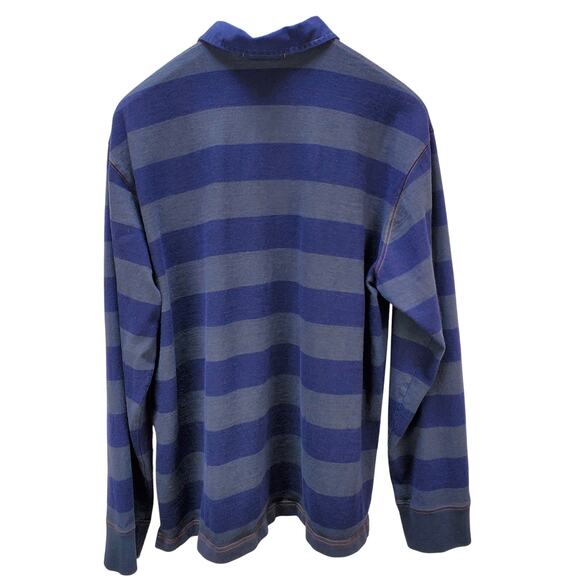 Vintage Polo by Ralph Lauren Shirt Men XXL Collared Long Sleeve Stripe Blue Grey - Picture 2 of 12